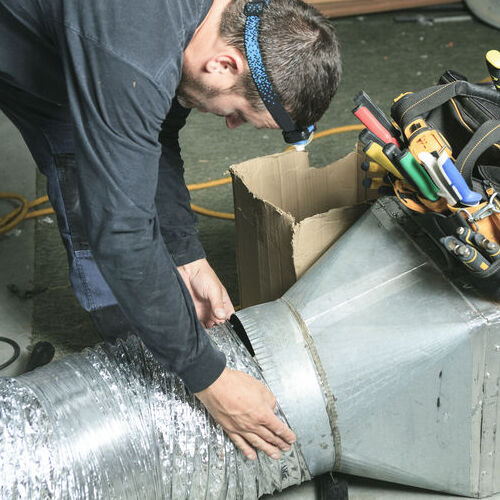 A Technician Provides Air Duct Installation.